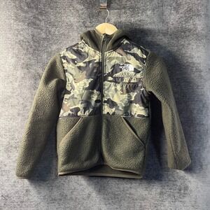 The North Face Kids Fleece Jacket Camo‎ Hooded Zip Up Size M Teen Boys
